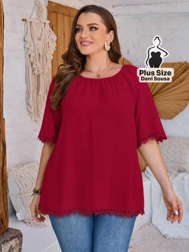 Blusa Com Barra Trabalhada Em Detalhe Plus Size Blusa Com Barra Trabalhada Em Detalhe Plus Size
