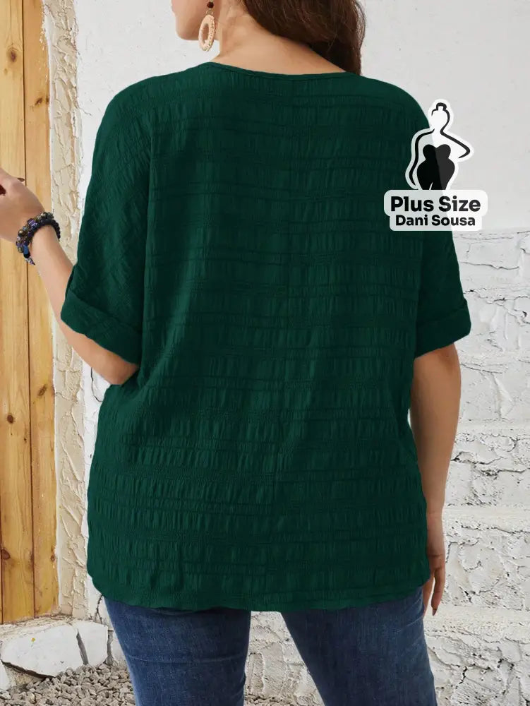 Blusa Elegante Com Botão Frontal Plus Size Blusa Elegante Com Botão Frontal Plus Size