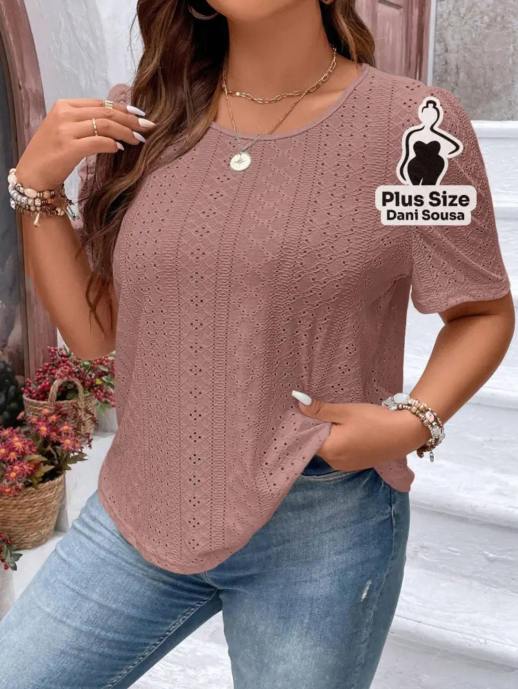 Blusa Em Laise Com Mangas Bufantes Plus Size Blusa Em Laise Com Mangas Bufantes Plus Size