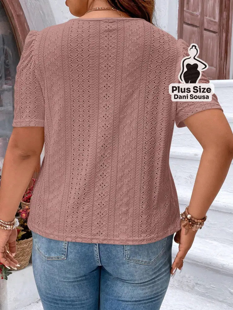 Blusa Em Laise Com Mangas Bufantes Plus Size Blusa Em Laise Com Mangas Bufantes Plus Size