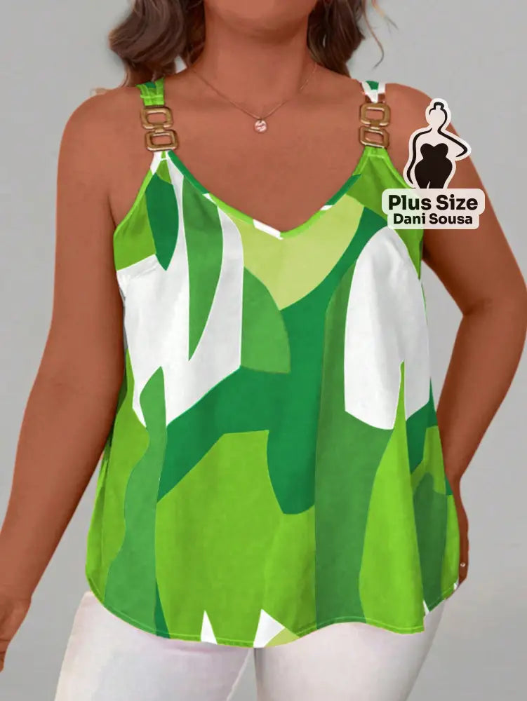 Blusa Estampada Com Alças Decorativas Plus Size Blusa Estampada Com Alças Decorativas Plus Size