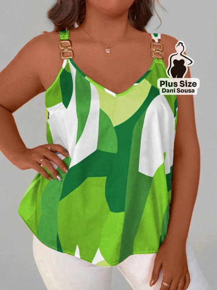 Blusa Estampada Com Alças Decorativas Plus Size Blusa Estampada Com Alças Decorativas Plus Size