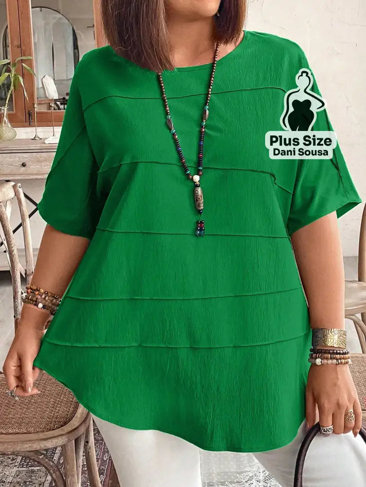 Blusa Estilo Casual Com Detalhe De Camadas Plus Size Blusa Estilo Casual Com Detalhe De Camadas Plus Size