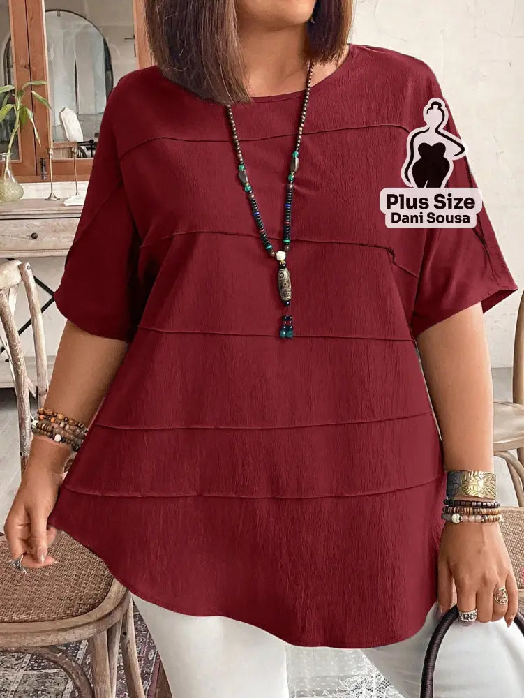 Blusa Estilo Casual Com Detalhe De Camadas Plus Size Blusa Estilo Casual Com Detalhe De Camadas Plus Size