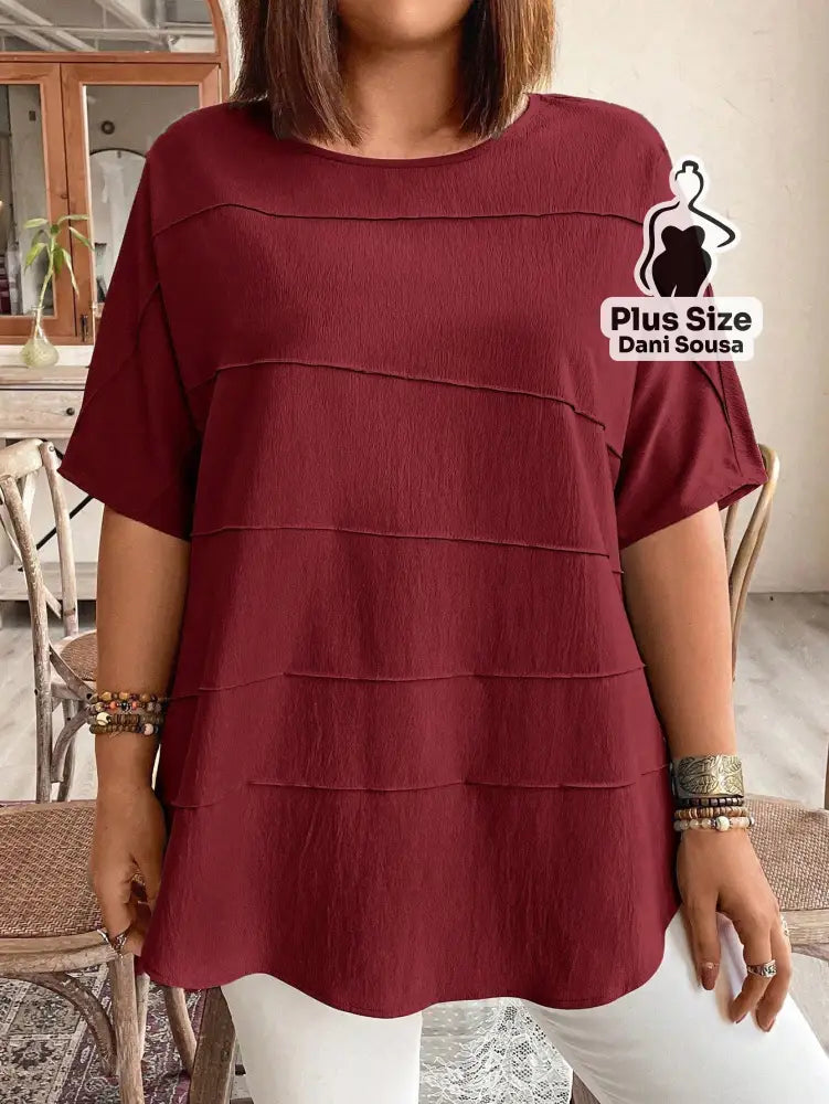 Blusa Estilo Casual Com Detalhe De Camadas Plus Size Blusa Estilo Casual Com Detalhe De Camadas Plus Size