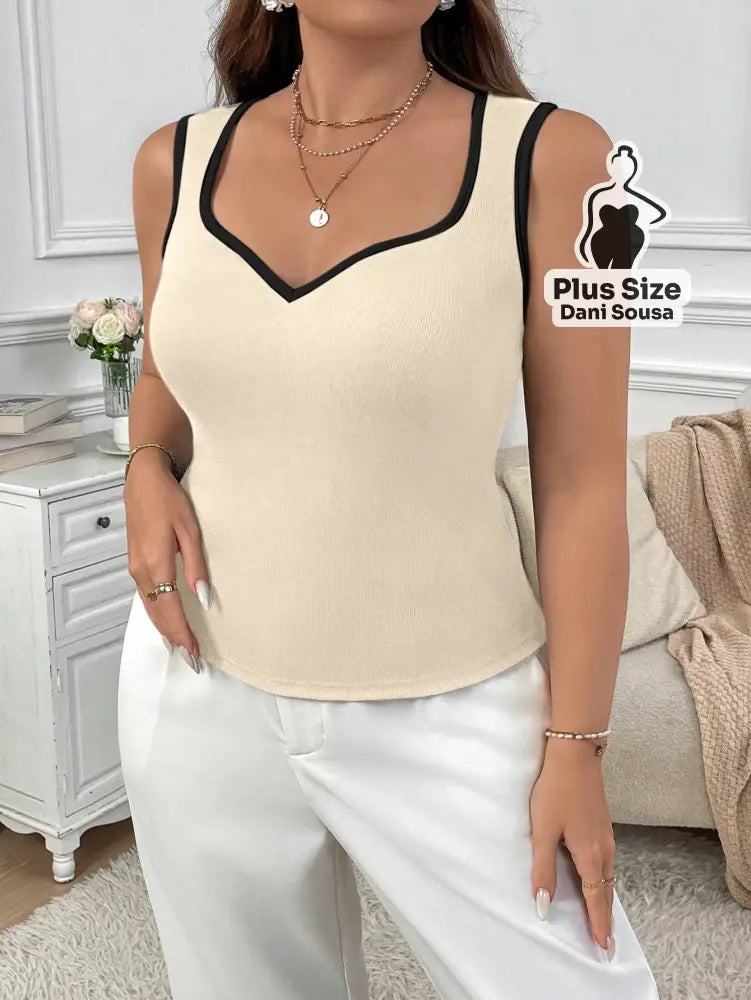 Blusa Regata com Acabamento Contrastante Plus Size Blusa Regata com Acabamento Contrastante Plus Size