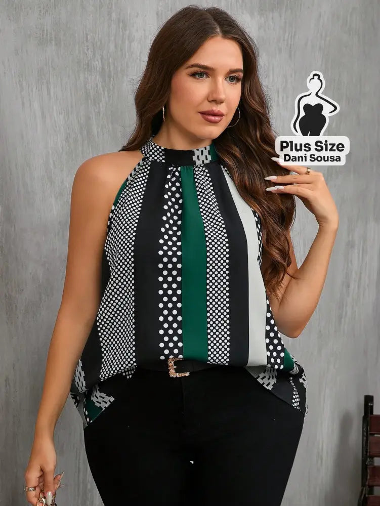 Blusa Regata Estampada Com Gola Alta Plus Size Blusa Regata Estampada Com Gola Alta Plus Size