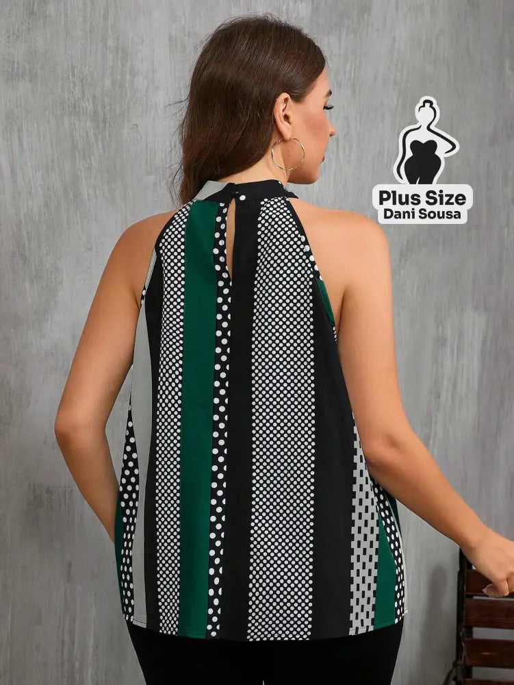 Blusa Regata Estampada Com Gola Alta Plus Size Blusa Regata Estampada Com Gola Alta Plus Size