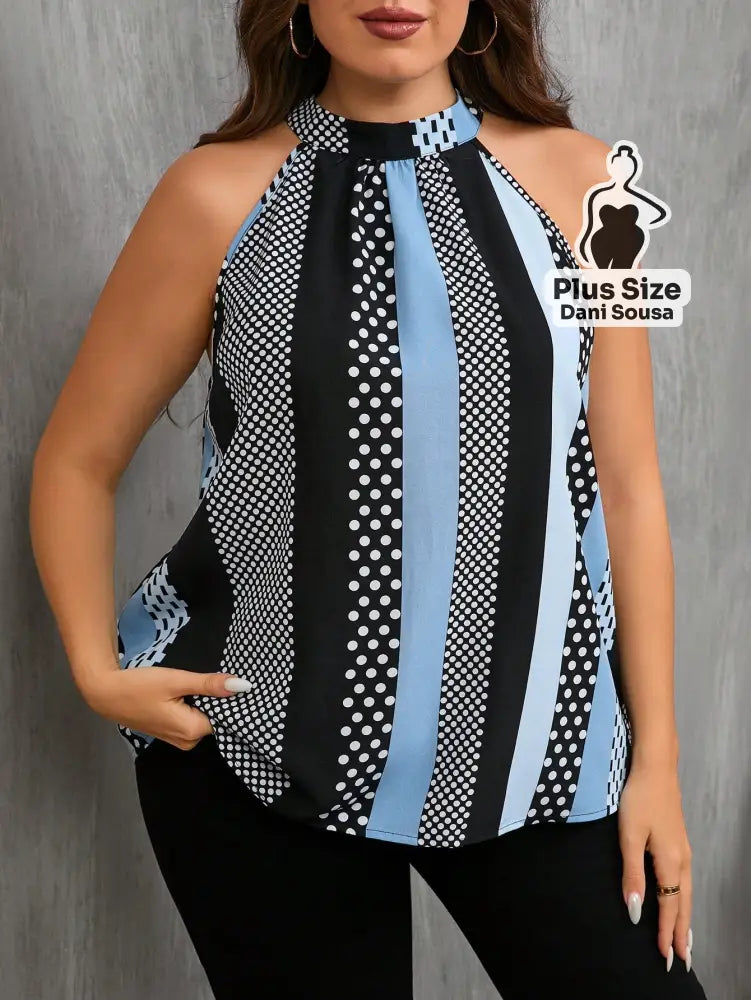 Blusa Regata Estampada Com Gola Alta Plus Size Blusa Regata Estampada Com Gola Alta Plus Size