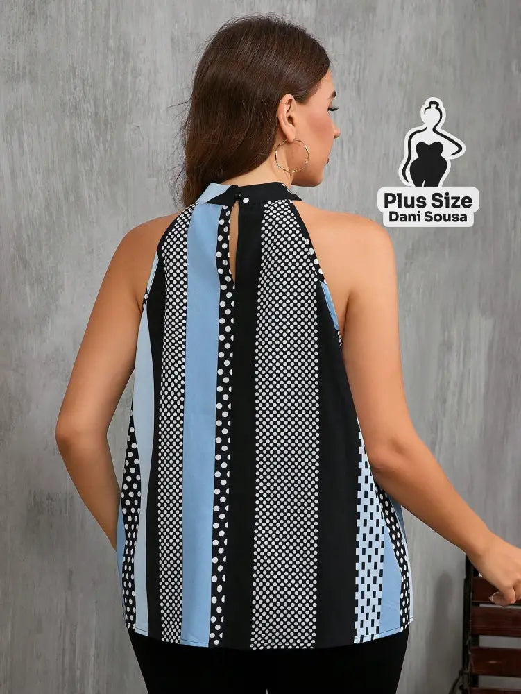 Blusa Regata Estampada Com Gola Alta Plus Size Blusa Regata Estampada Com Gola Alta Plus Size