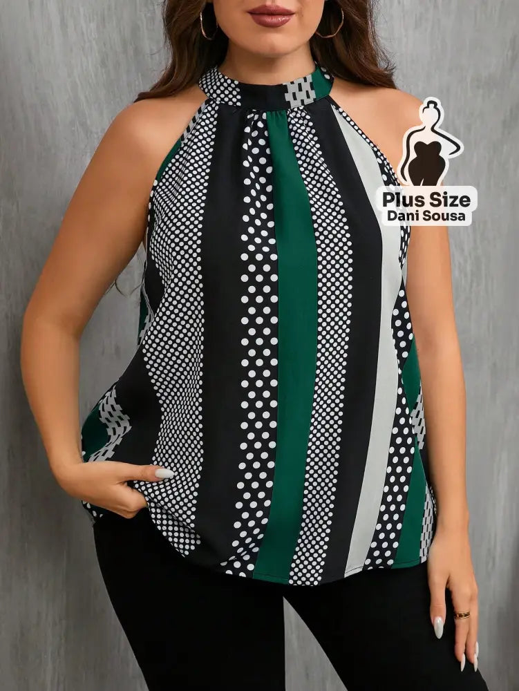 Blusa Regata Estampada Com Gola Alta Plus Size Blusa Regata Estampada Com Gola Alta Plus Size