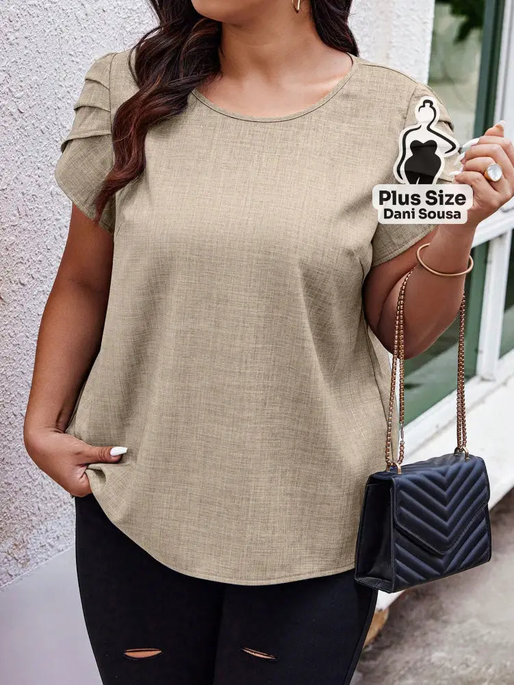 Blusa Texturizada Com Mangas Franzidas Plus Size Blusa Texturizada Com Mangas Franzidas Plus Size