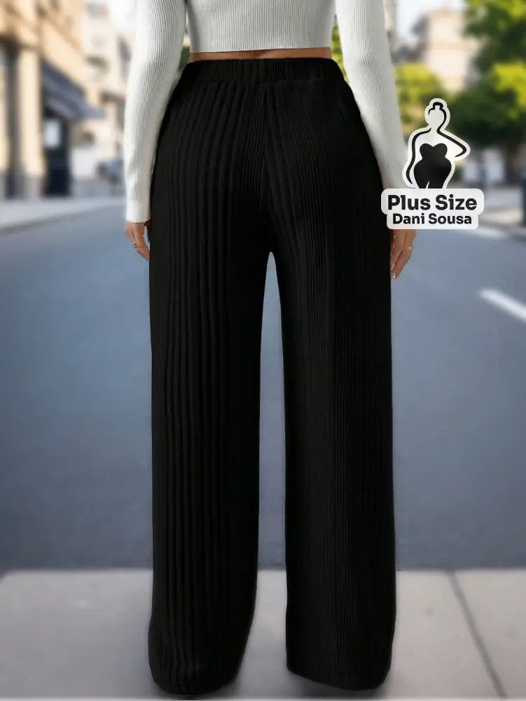 Calça Canelada Pantalona Confortável Plus Size Calça Canelada Pantalona Confortável Plus Size