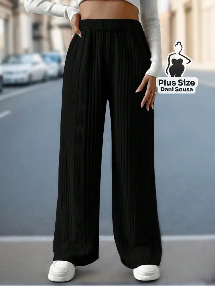 Calça Canelada Pantalona Confortável Plus Size Calça Canelada Pantalona Confortável Plus Size