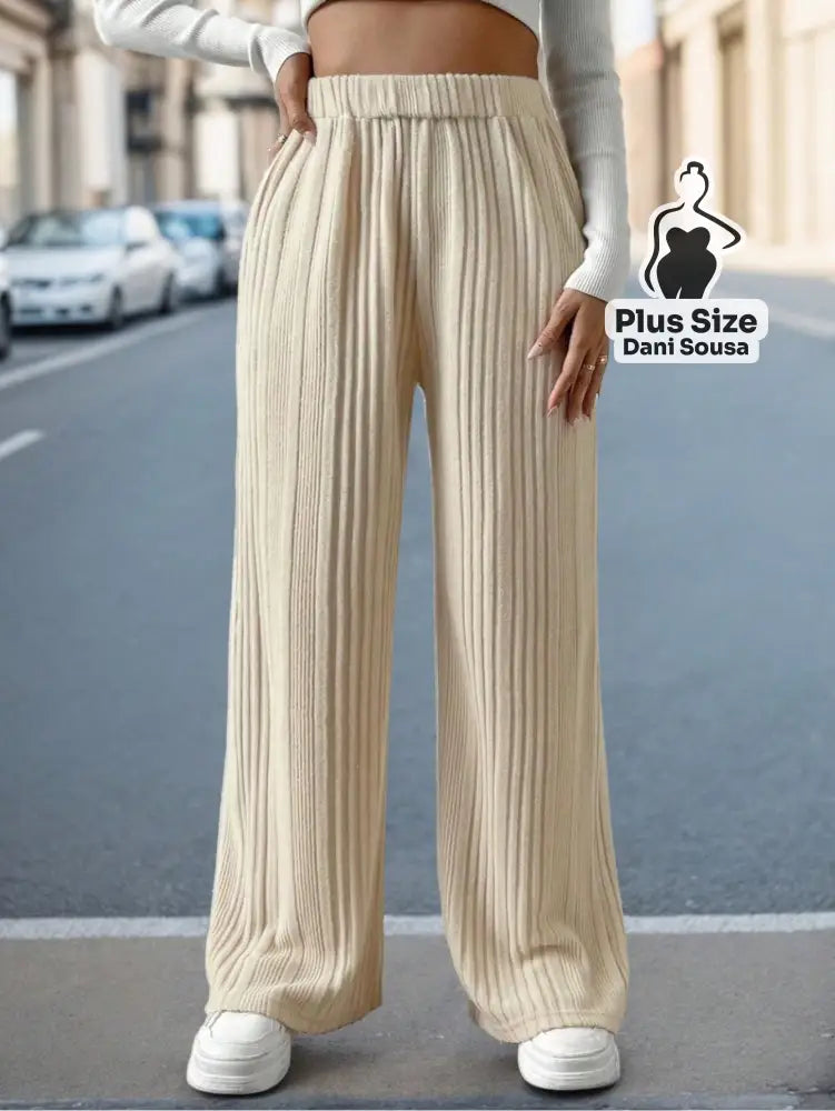 Calça Canelada Pantalona Confortável Plus Size Calça Canelada Pantalona Confortável Plus Size