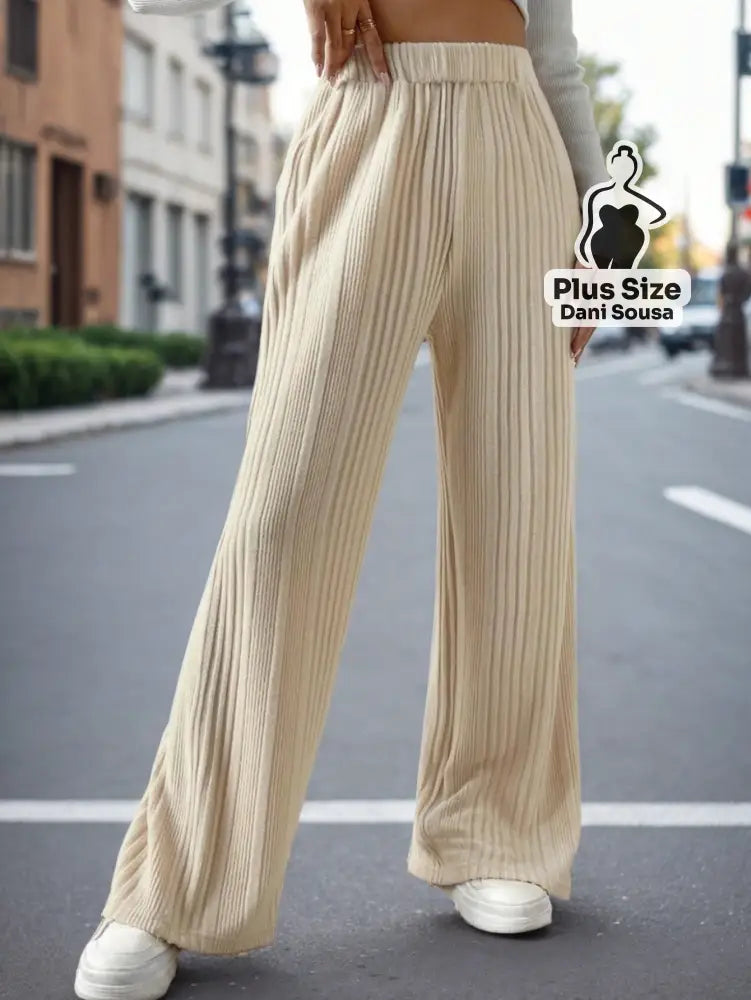 Calça Canelada Pantalona Confortável Plus Size Calça Canelada Pantalona Confortável Plus Size