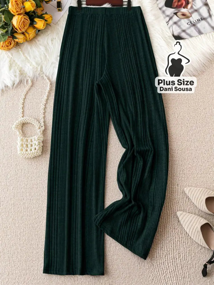 Calça Canelada Pantalona Confortável Plus Size Calça Canelada Pantalona Confortável Plus Size
