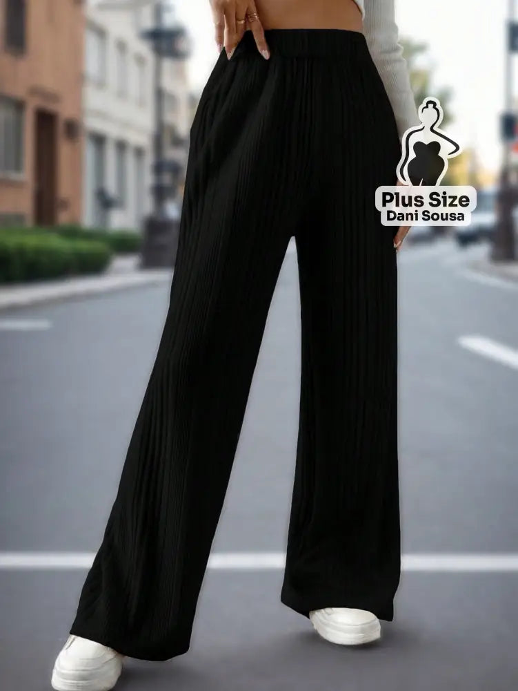 Calça Canelada Pantalona Confortável Plus Size Calça Canelada Pantalona Confortável Plus Size