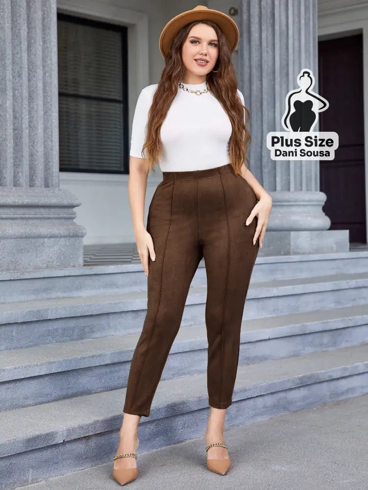 Calça De Cintura Alta Elegante Plus Size Calça De Cintura Alta Elegante Plus Size