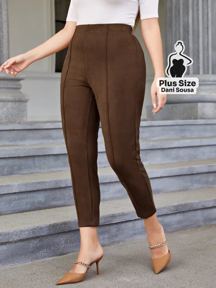 Calça De Cintura Alta Elegante Plus Size Calça De Cintura Alta Elegante Plus Size