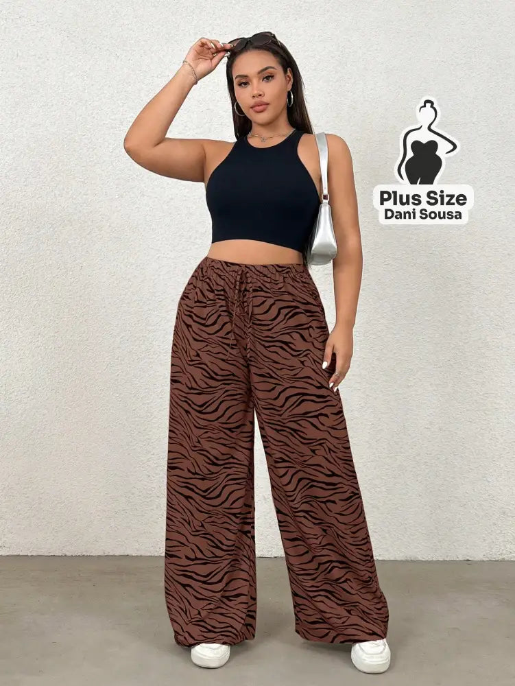 Calça Estampada Animal Print Plus Size Calça Estampada Animal Print Plus Size