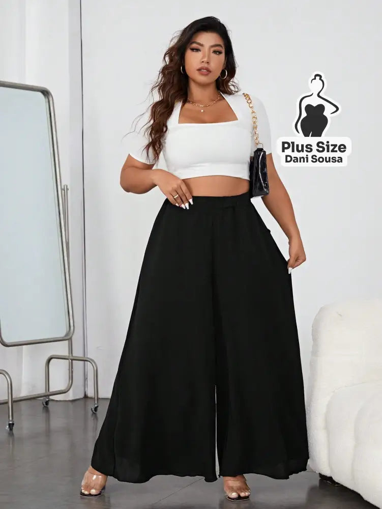 Calça Pantalona Preta Elegante Plus Size Calça Pantalona Preta Elegante Plus Size