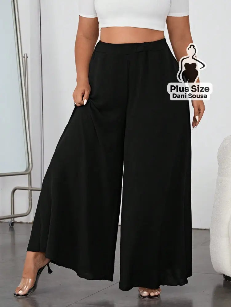 Calça Pantalona Preta Elegante Plus Size Calça Pantalona Preta Elegante Plus Size
