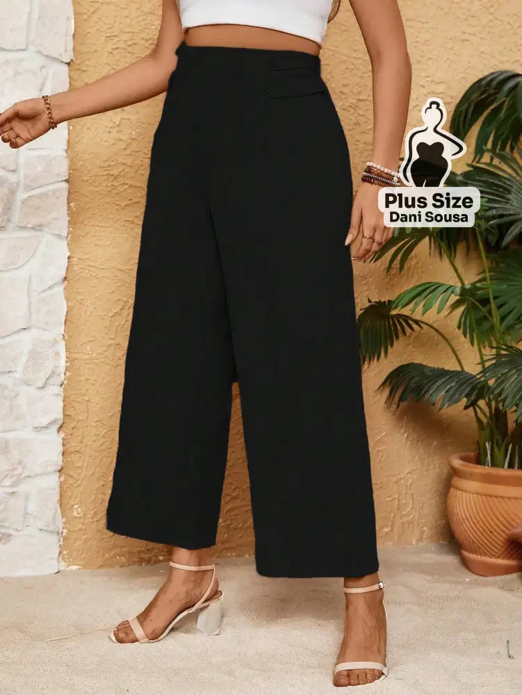 Calça Reta De Alfaiataria Bege Plus Size Calça Reta De Alfaiataria Bege Plus Size