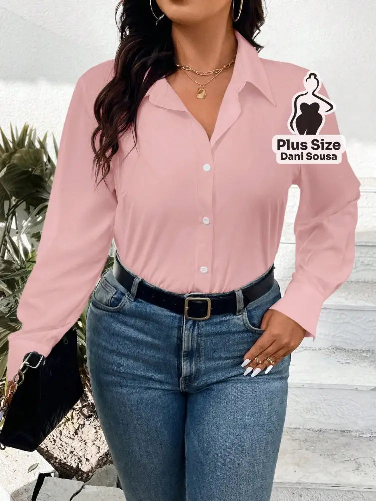 Camisa Social Clássica de Botões Plus Size Camisa Social Clássica de Botões Plus Size