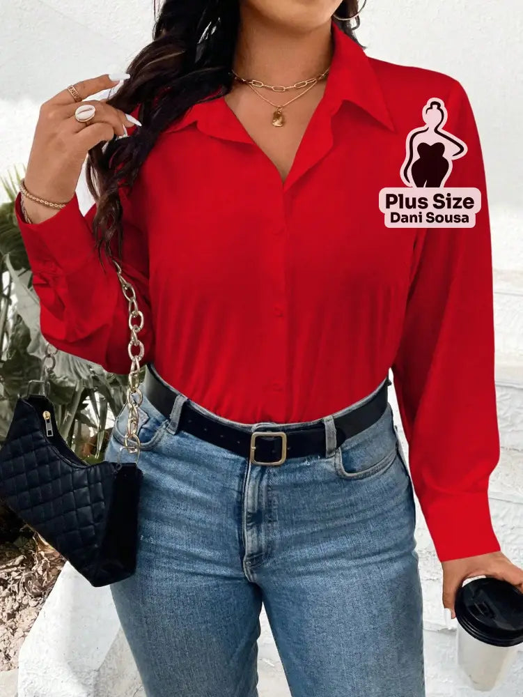 Camisa Social Clássica de Botões Plus Size Camisa Social Clássica de Botões Plus Size