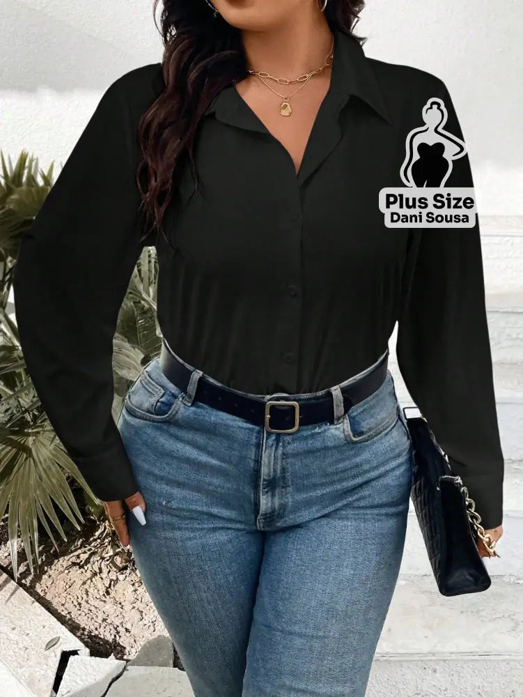 Camisa Social Clássica de Botões Plus Size Camisa Social Clássica de Botões Plus Size