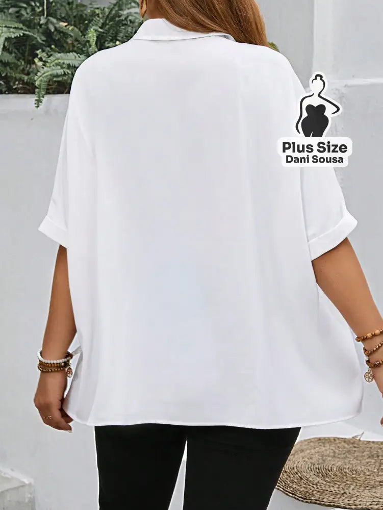 Camisa Social Com Mangas Dobradas Plus Size Camisa Social Com Mangas Dobradas Plus Size