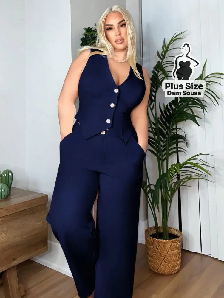 Colete Com Caimento Elegante Plus Size Colete Com Caimento Elegante Plus Size