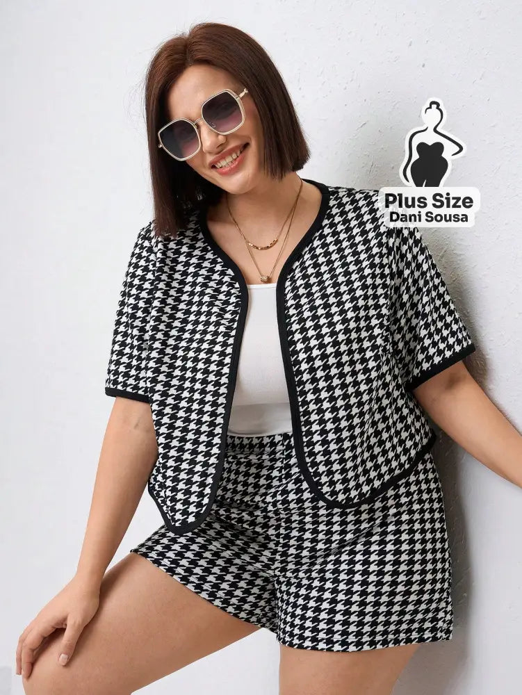 Conjunto Elegante De Alfaiataria Estampado Plus Size Conjunto Elegante De Alfaiataria Estampado Plus Size