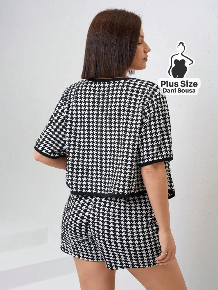 Conjunto Elegante De Alfaiataria Estampado Plus Size Conjunto Elegante De Alfaiataria Estampado Plus Size