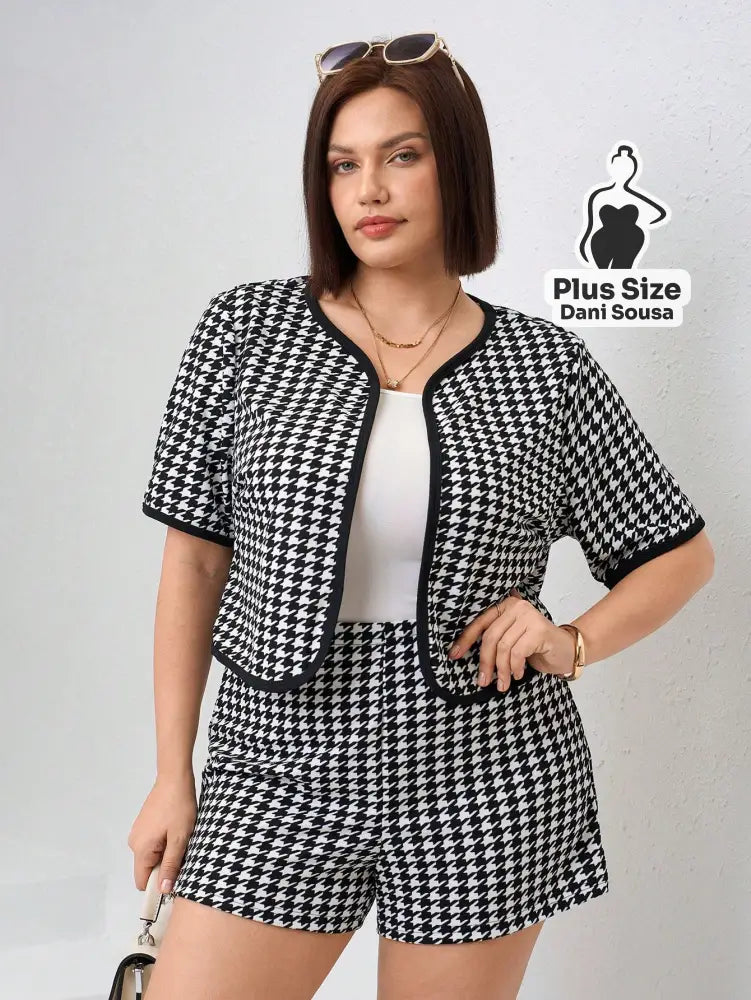 Conjunto Elegante De Alfaiataria Estampado Plus Size Conjunto Elegante De Alfaiataria Estampado Plus Size