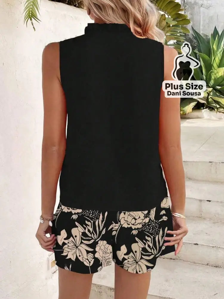 Conjunto Regata e Short Floral Plus Size Conjunto Regata e Short Floral Plus Size