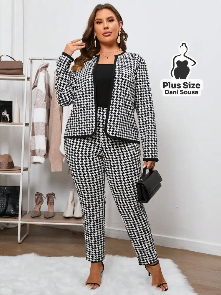 Conjunto Xadrez Com Jaqueta e Calça Plus Size G Conjunto Xadrez Com Jaqueta e Calça Plus Size