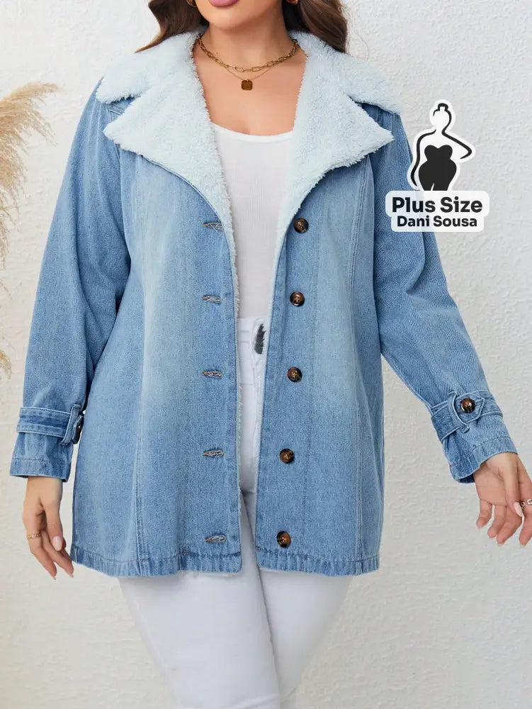 Jaqueta Jeans Forrada Com Lã Plus Size Jaqueta Jeans Forrada Com Lã Plus Size