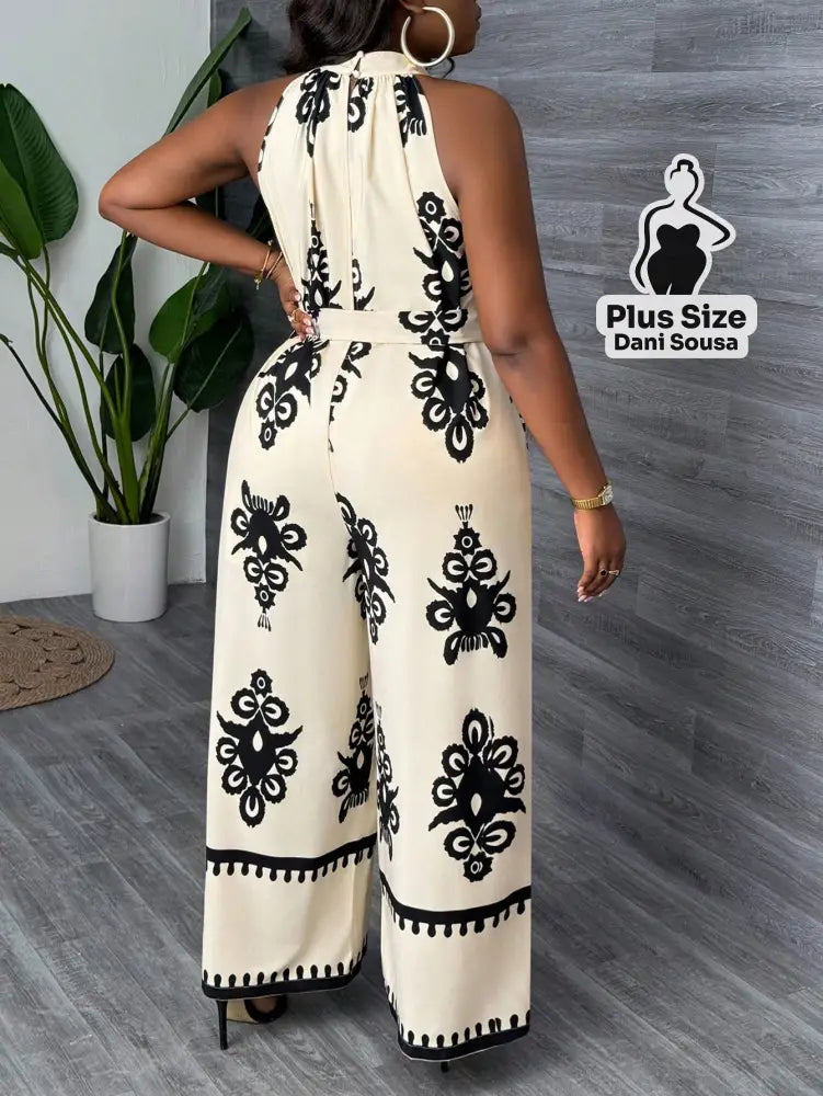 Macacão Elegante De Gola Alta Plus Size Macacão Elegante De Gola Alta Plus Size
