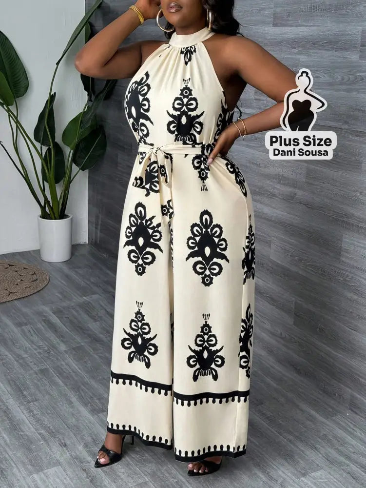 Macacão Elegante De Gola Alta Plus Size Macacão Elegante De Gola Alta Plus Size