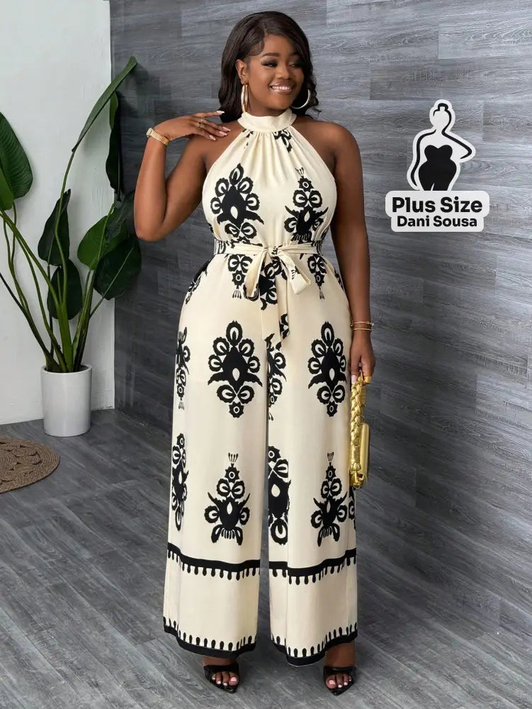 Macacão Elegante De Gola Alta Plus Size Macacão Elegante De Gola Alta Plus Size