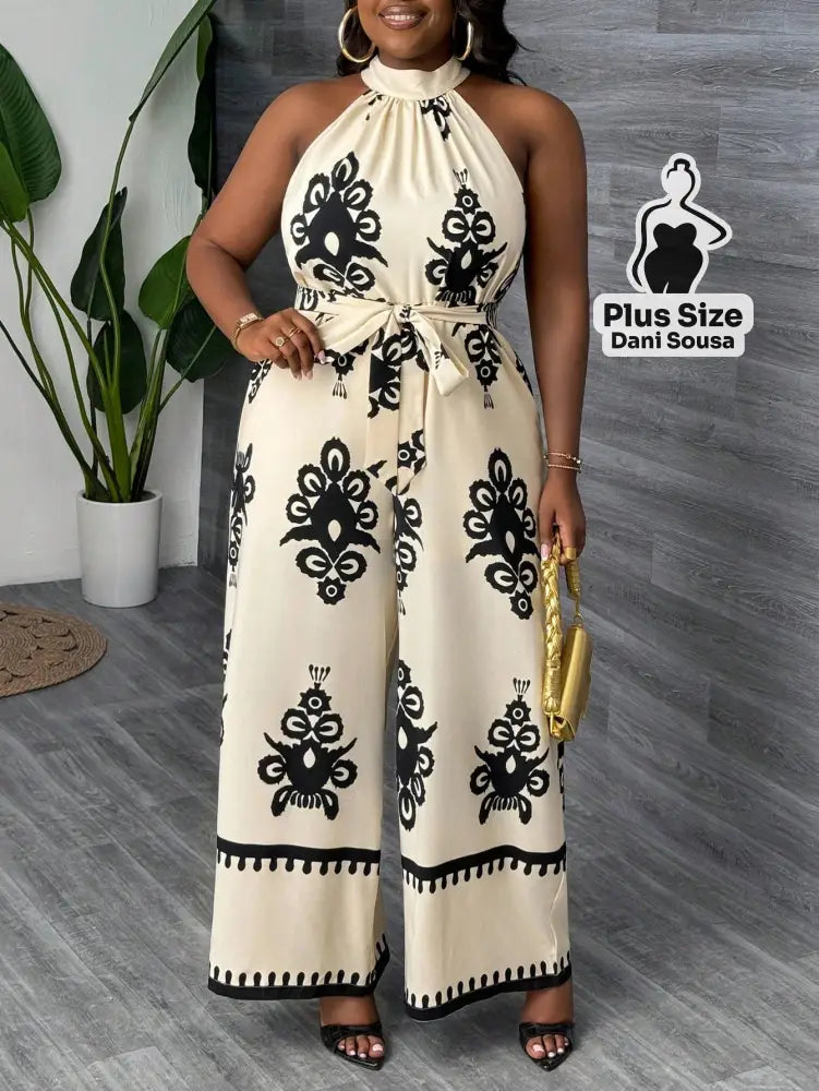 Macacão Elegante De Gola Alta Plus Size Macacão Elegante De Gola Alta Plus Size