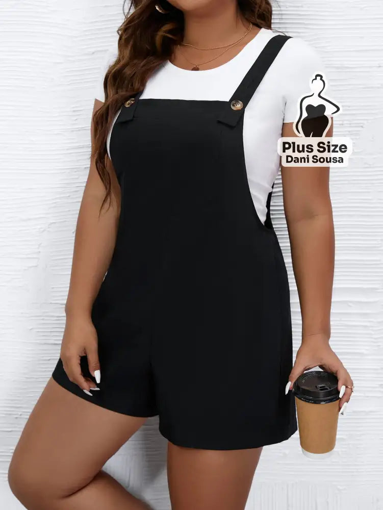 Macacão Jardineira Curto Estilo Casual Plus Size Macacão Jardineira Curto Estilo Casual Plus Size