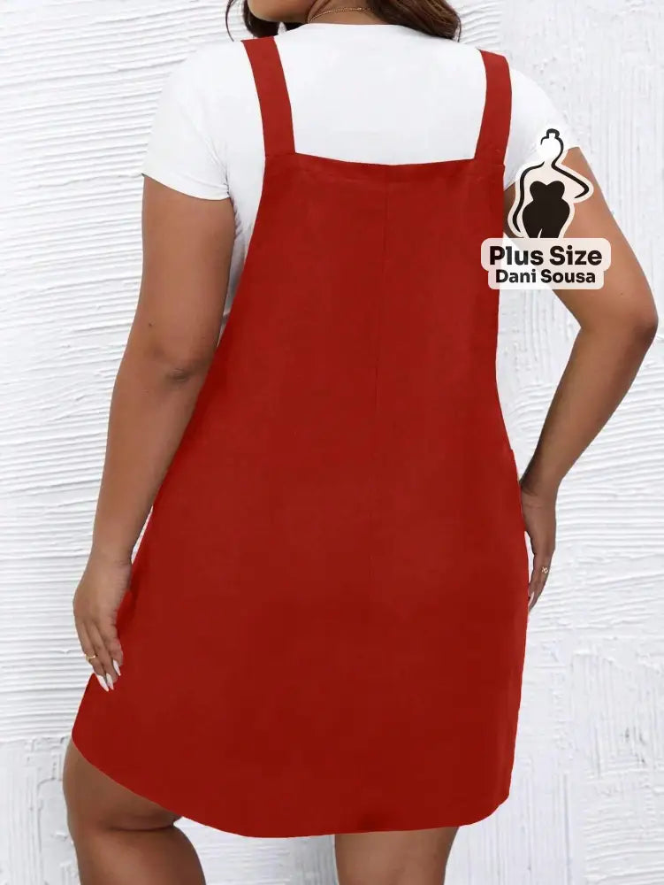 Vestido Salopete com Alças Plus Size Vestido Salopete com Alças Plus Size