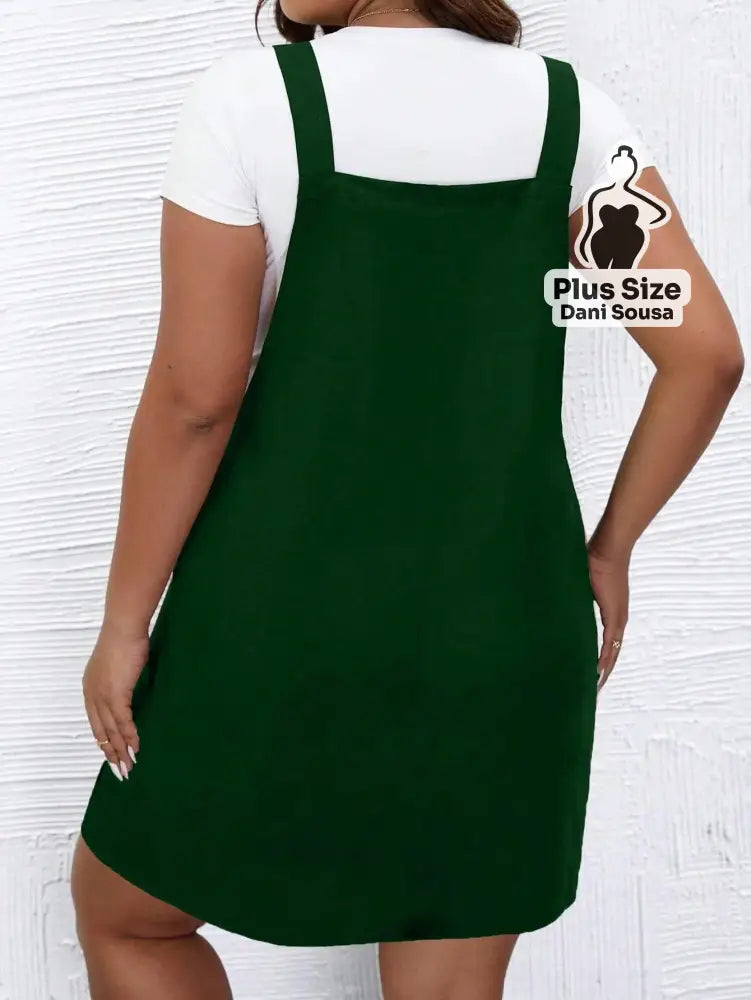 Vestido Salopete com Alças Plus Size Vestido Salopete com Alças Plus Size
