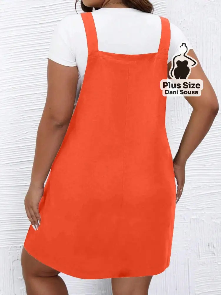 Vestido Salopete com Alças Plus Size Vestido Salopete com Alças Plus Size