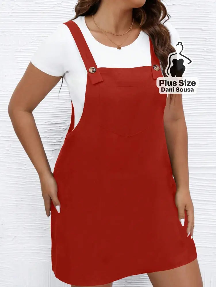 Vestido Salopete com Alças Plus Size Vestido Salopete com Alças Plus Size