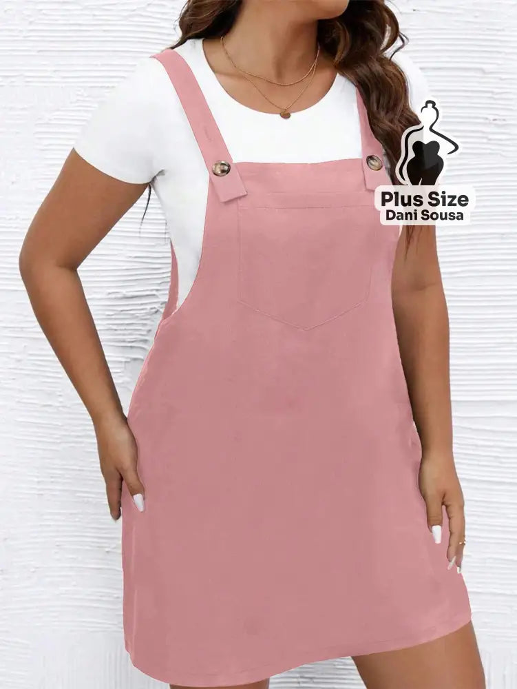 Vestido Salopete com Alças Plus Size Vestido Salopete com Alças Plus Size