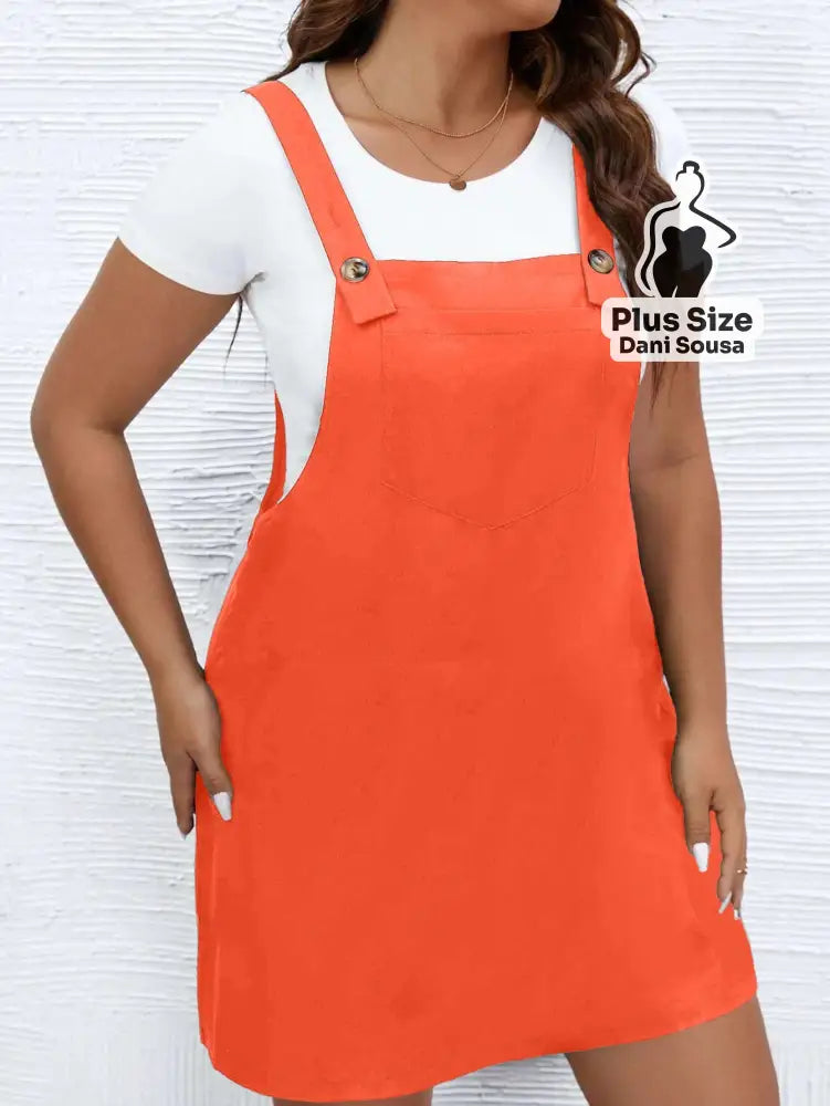 Vestido Salopete com Alças Plus Size Vestido Salopete com Alças Plus Size